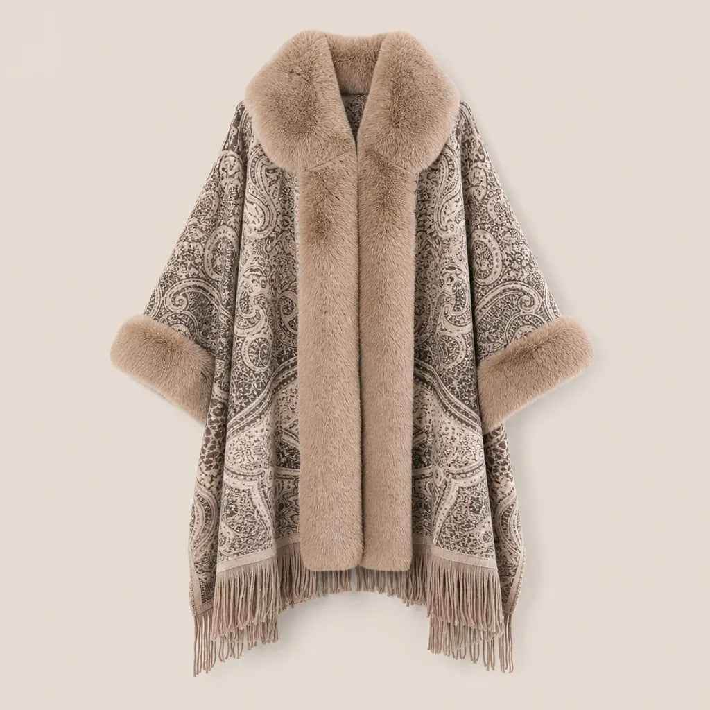 Ton poncho Poncho Long Femme Hiver En Fausse Fourrure Imprimé