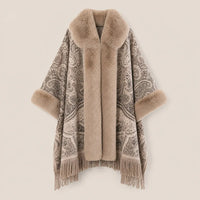 Ton poncho Poncho Long Femme Hiver En Fausse Fourrure Imprimé
