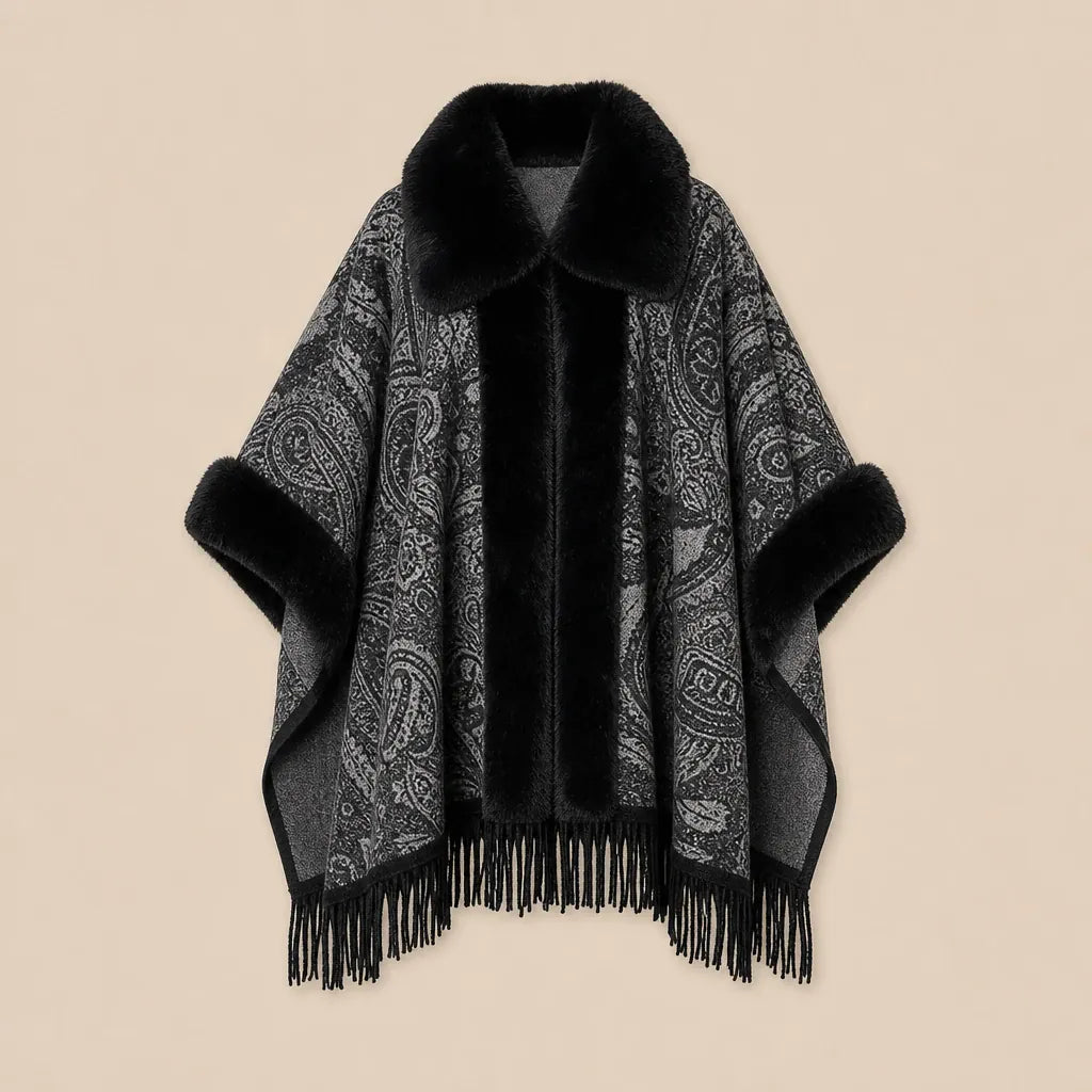 Ton poncho Poncho Long Femme Hiver En Fausse Fourrure Imprimé