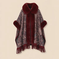 Ton poncho Poncho Long Femme Hiver En Fausse Fourrure Imprimé