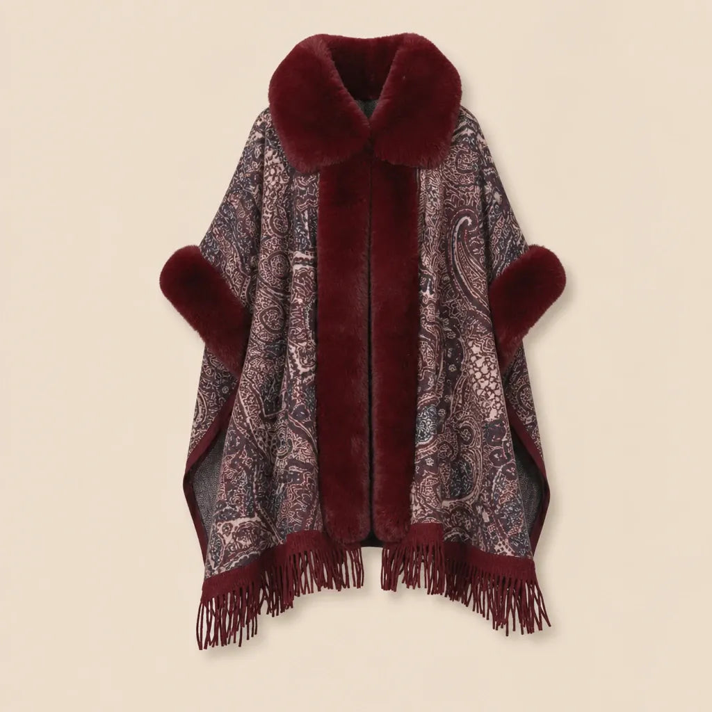 Ton poncho Poncho Long Femme Hiver En Fausse Fourrure Imprimé