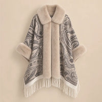 Ton poncho Poncho Long Femme Hiver En Fausse Fourrure Imprimé