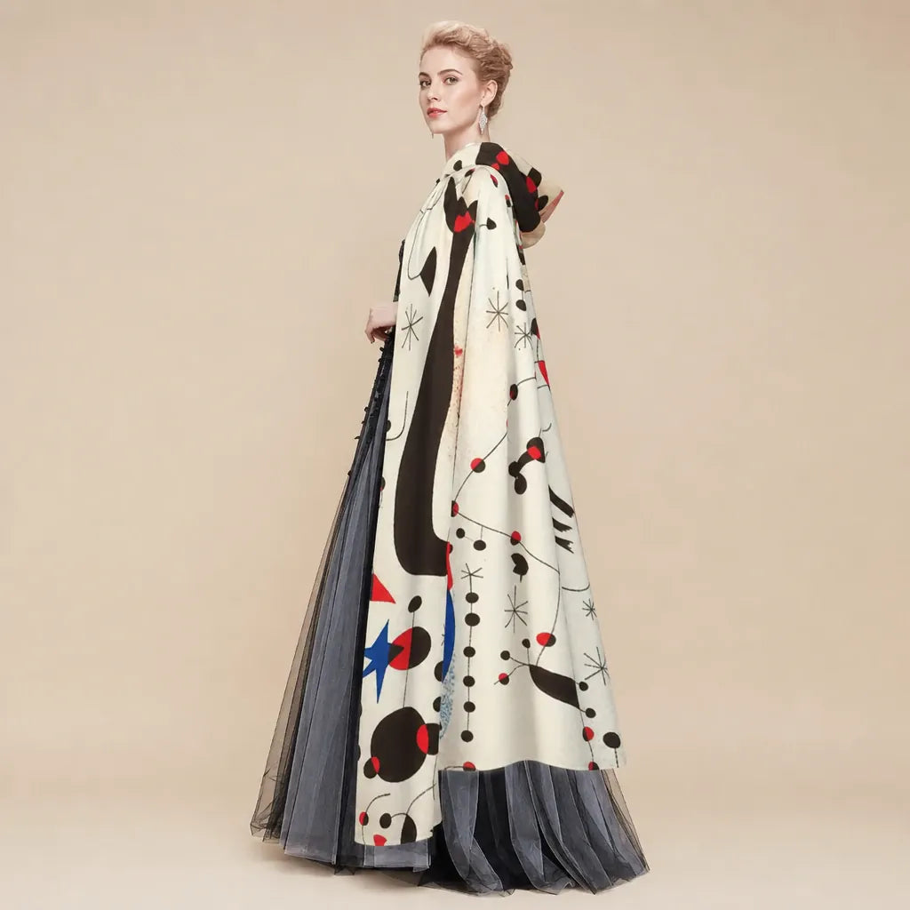 Ton poncho Poncho Longue À Capuche Imprimé Artistique