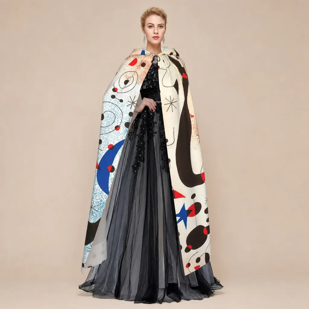 Ton poncho Poncho Longue À Capuche Imprimé Artistique