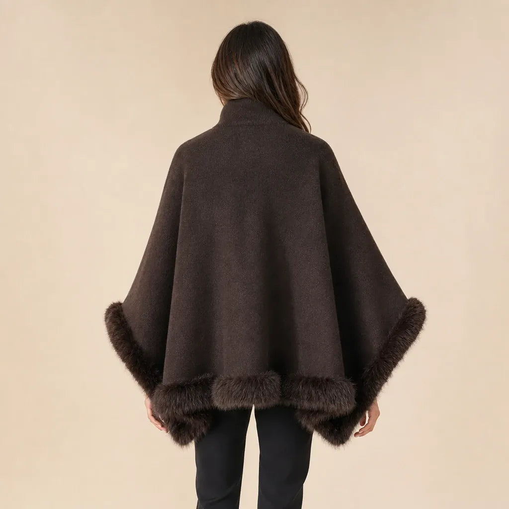 Ton poncho Poncho Marron En Fausse Fourrure