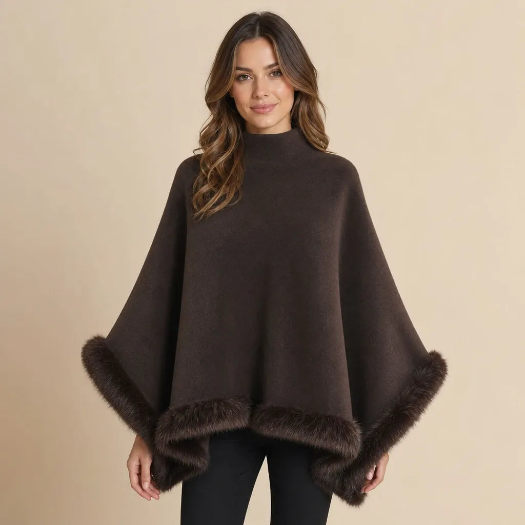Ton poncho Poncho Marron En Fausse Fourrure