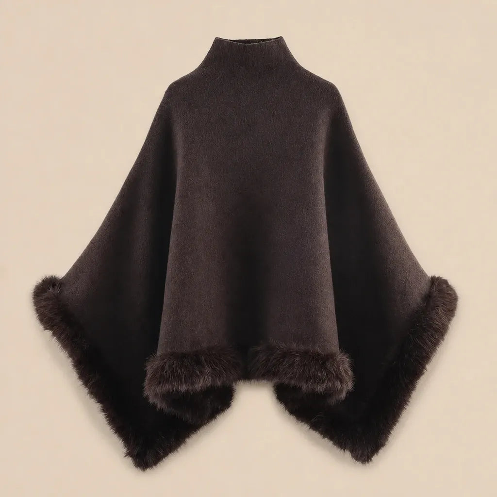 Ton poncho Poncho Marron En Fausse Fourrure