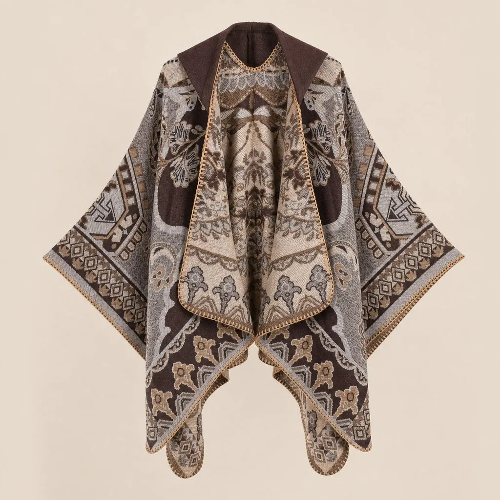 Ton poncho Poncho Oversize À Capuche En Cachemire Mélangé