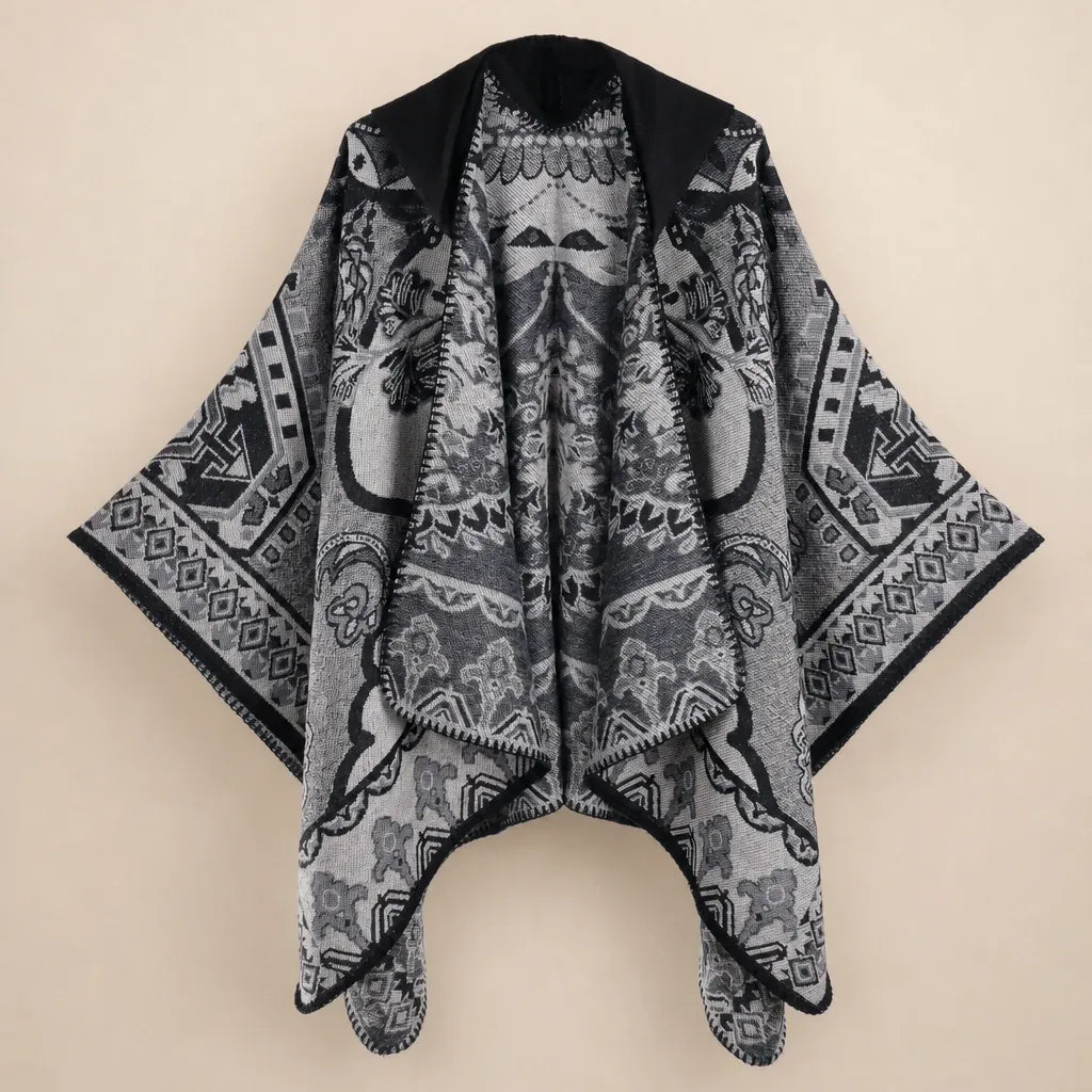 Ton poncho Poncho Oversize À Capuche En Cachemire Mélangé