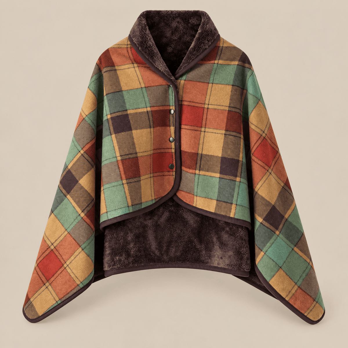 Ton poncho Poncho Polaire Portable À Carreaux