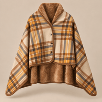 Ton poncho Poncho Polaire Portable À Carreaux
