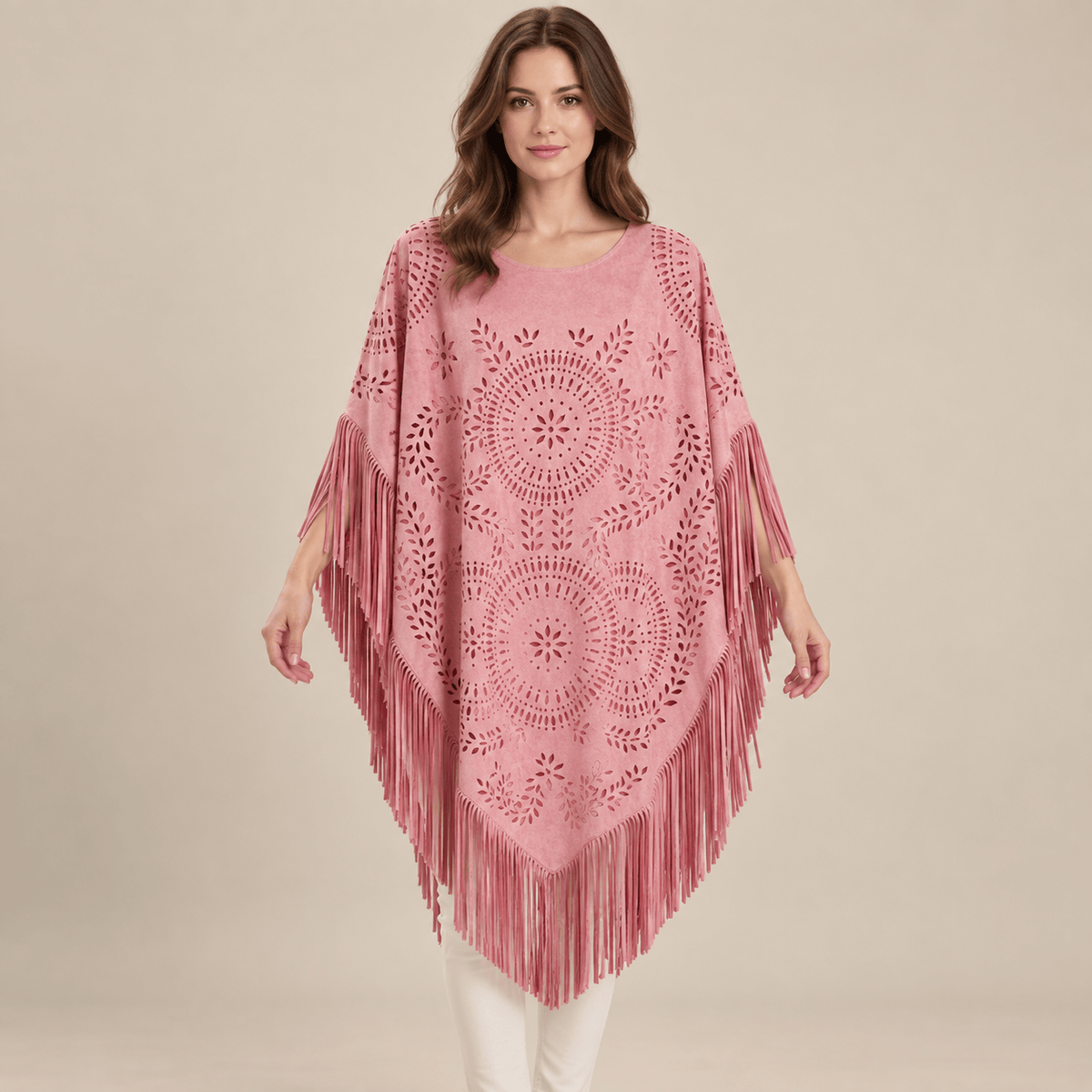 Ton poncho Poncho Polyester Camel En Suédine