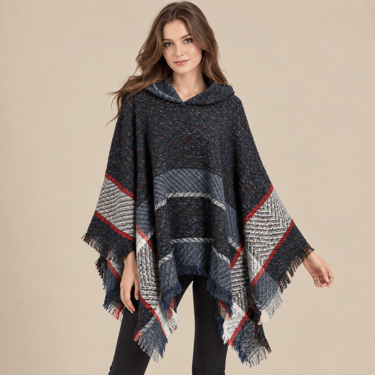 Ton poncho Poncho Printemps À Capuche À Carreaux