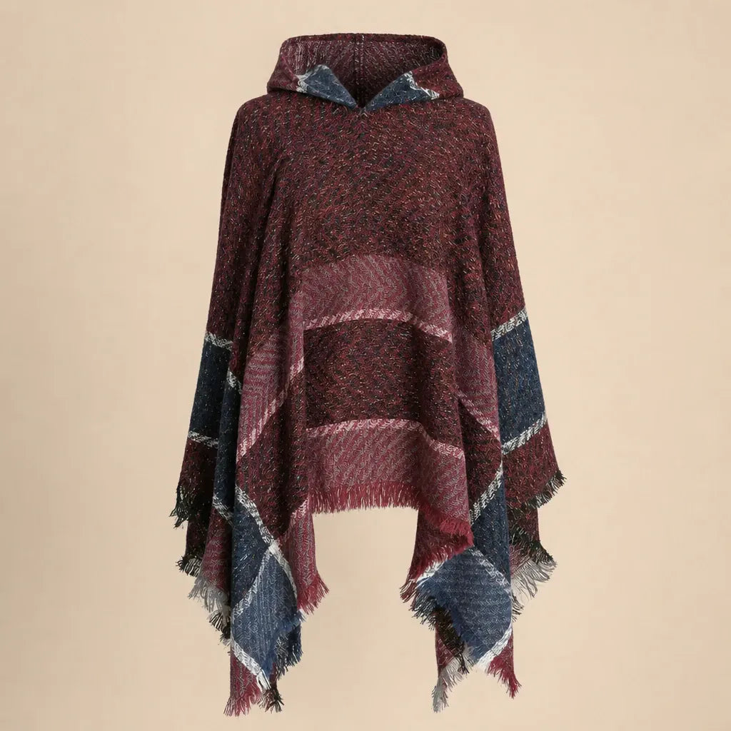Ton poncho Poncho Printemps À Capuche À Carreaux