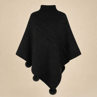 Ton poncho Poncho Pull Femme Col Roulé À Torsades