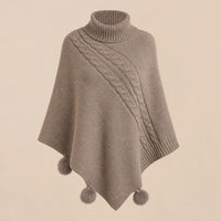 Ton poncho Poncho Pull Femme Col Roulé À Torsades