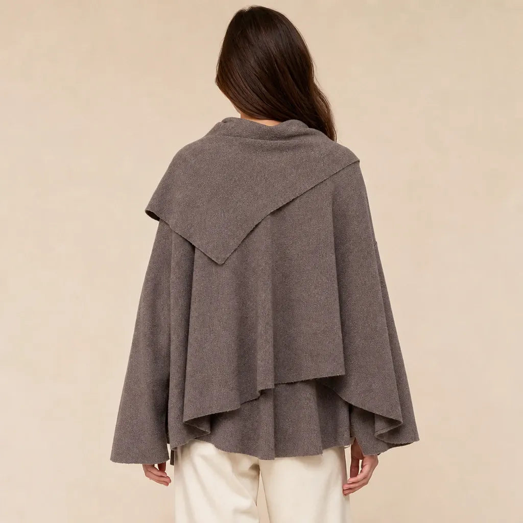 Ton poncho Poncho Pull Femme En Maille Col Écharpe