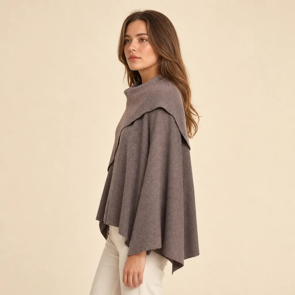 Ton poncho Poncho Pull Femme En Maille Col Écharpe