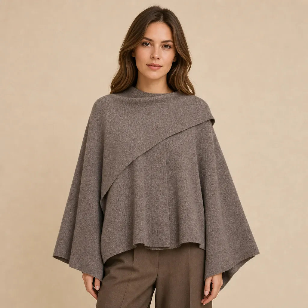 Ton poncho Poncho Pull Femme En Maille Col Écharpe