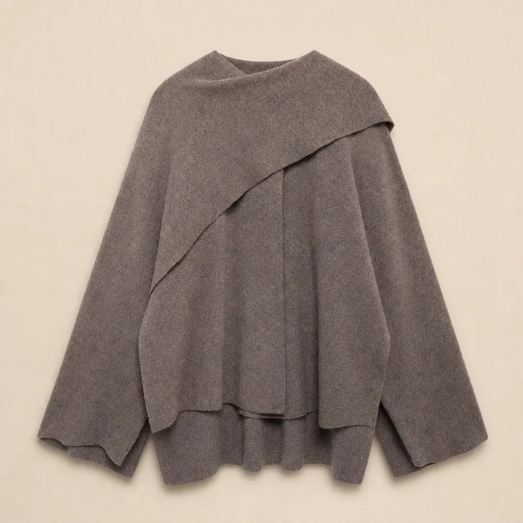 Ton poncho Poncho Pull Femme En Maille Col Écharpe