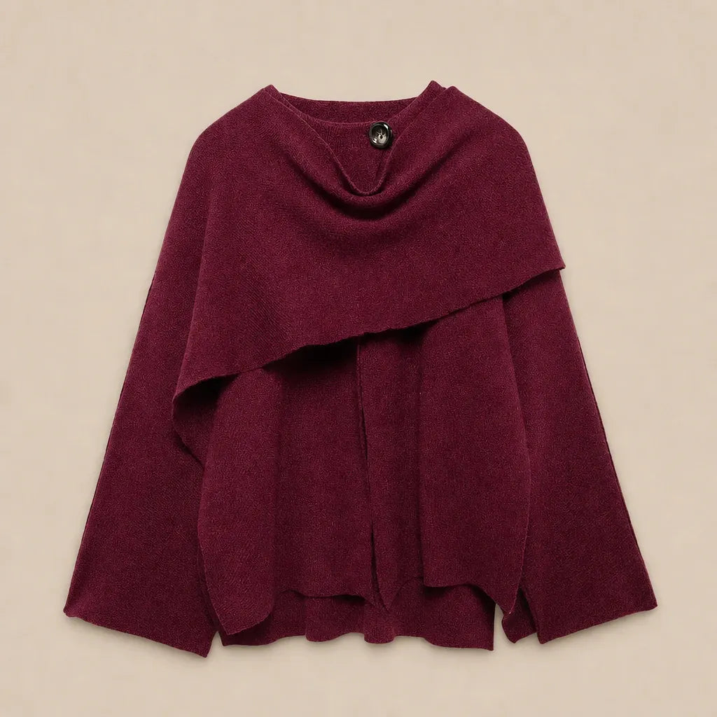 Ton poncho Poncho Pull Femme En Maille Col Écharpe