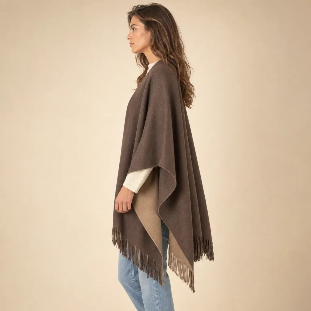Ton poncho Poncho Toutes Saisons Asymétrique À Franges