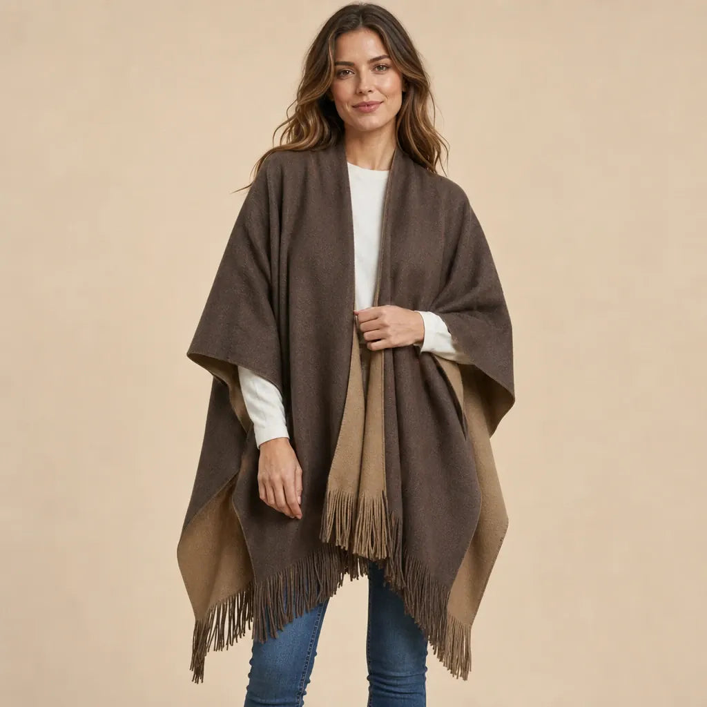 Ton poncho Poncho Toutes Saisons Asymétrique À Franges