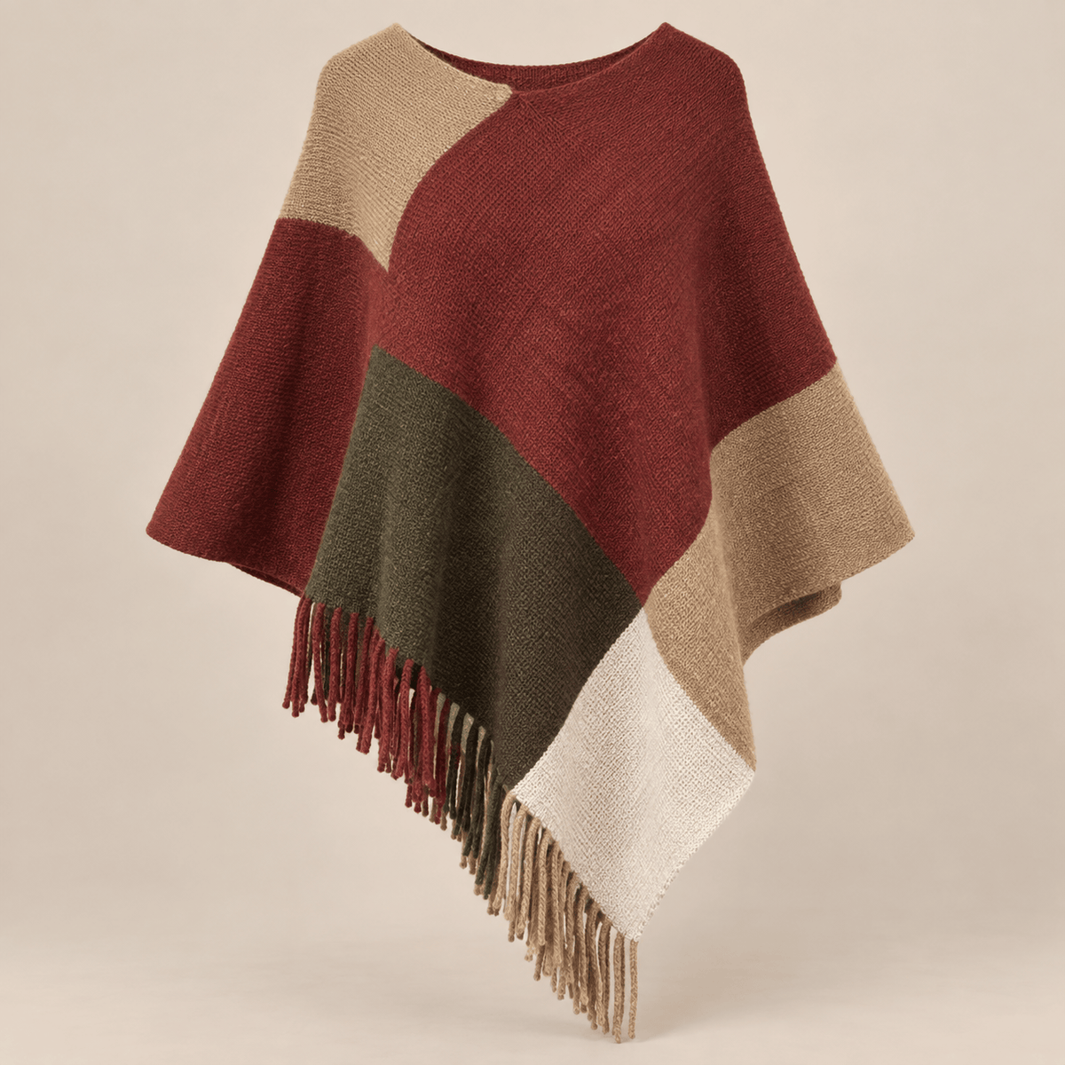 Ton poncho Poncho Tricot Tricoté Color-Block