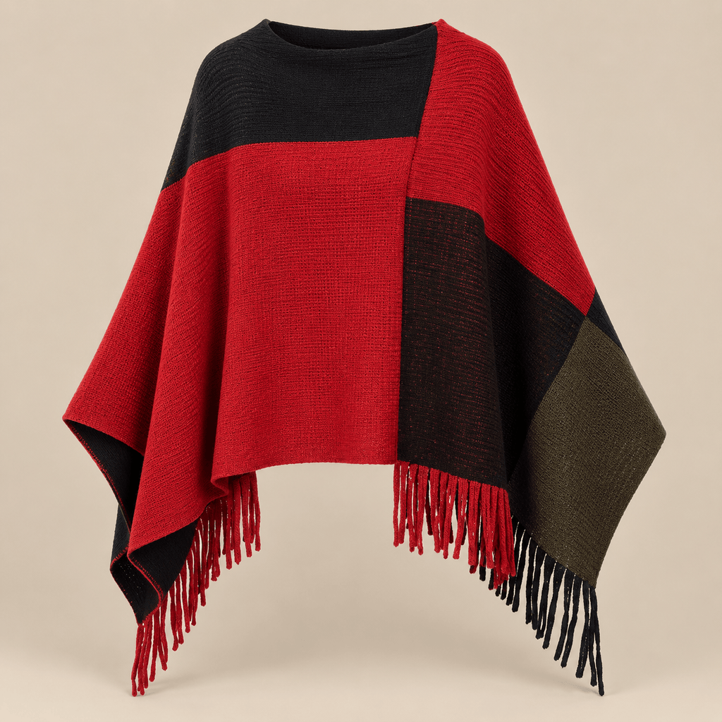 Ton poncho Poncho Tricot Tricoté Color-Block