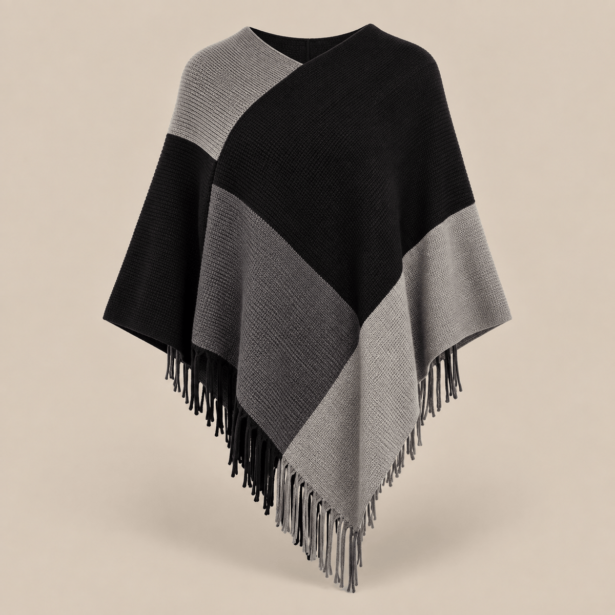 Ton poncho Poncho Tricot Tricoté Color-Block