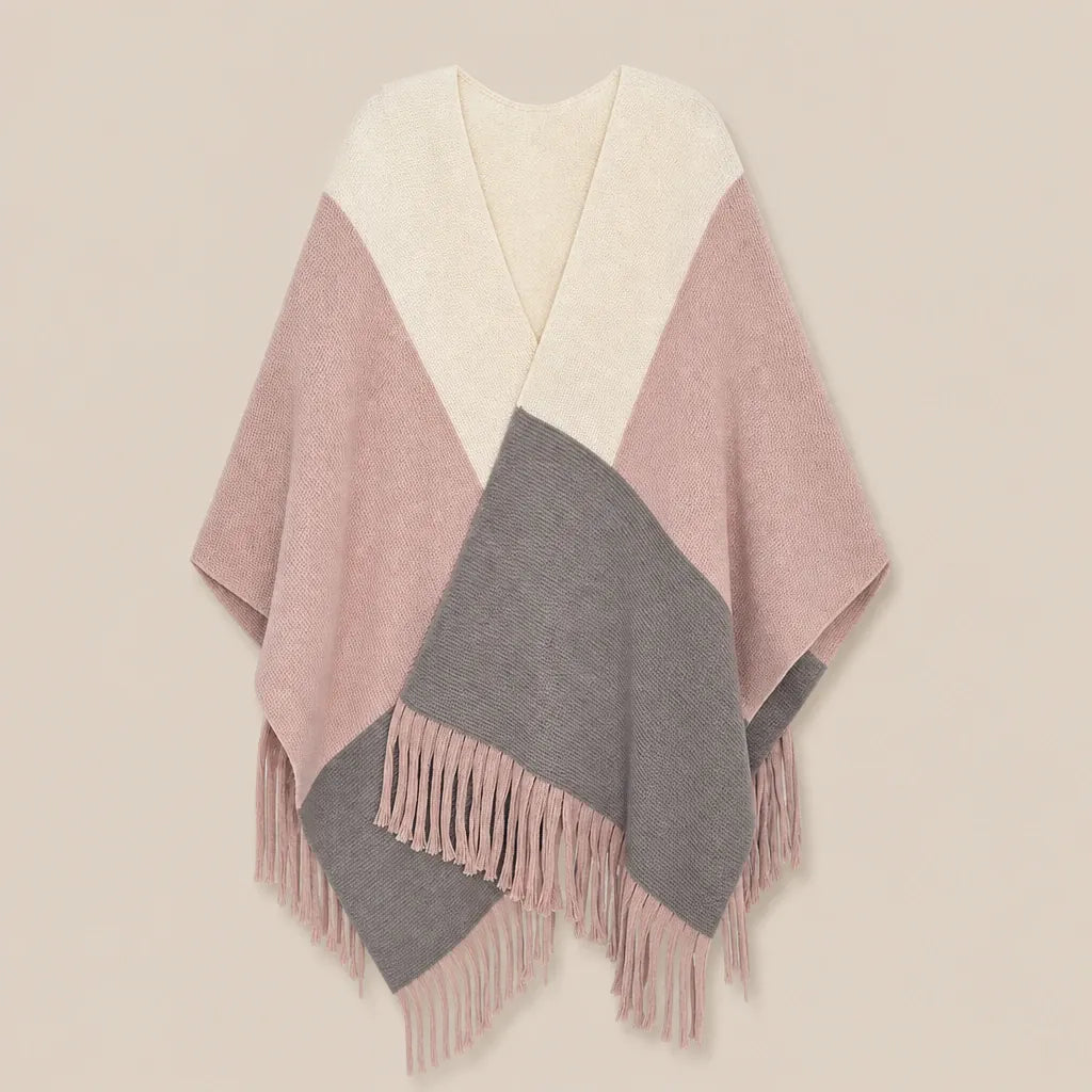 Ton poncho Poncho Tricot Tricoté Color-Block