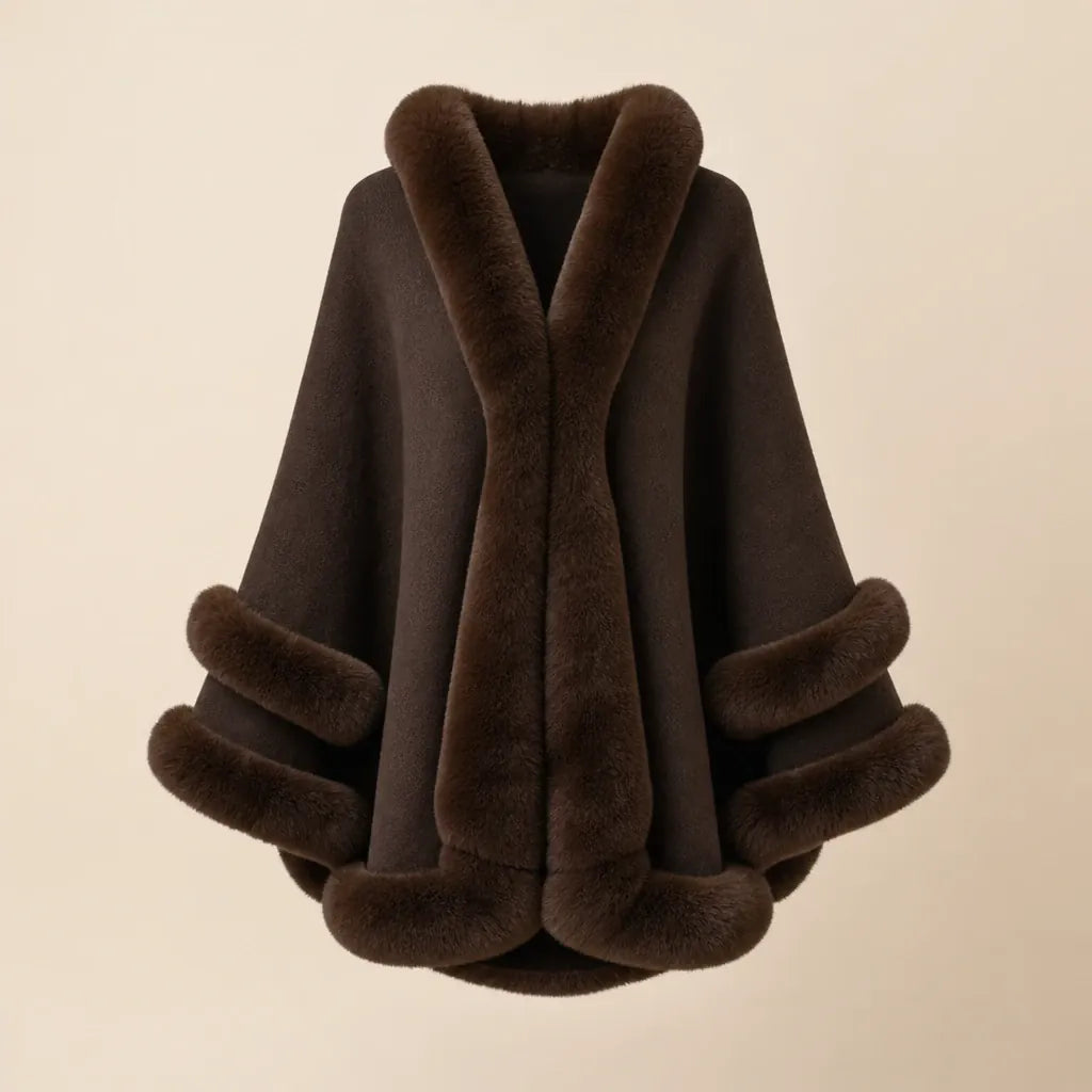 Ton poncho Poncho Tricoté En Fausse Fourrure