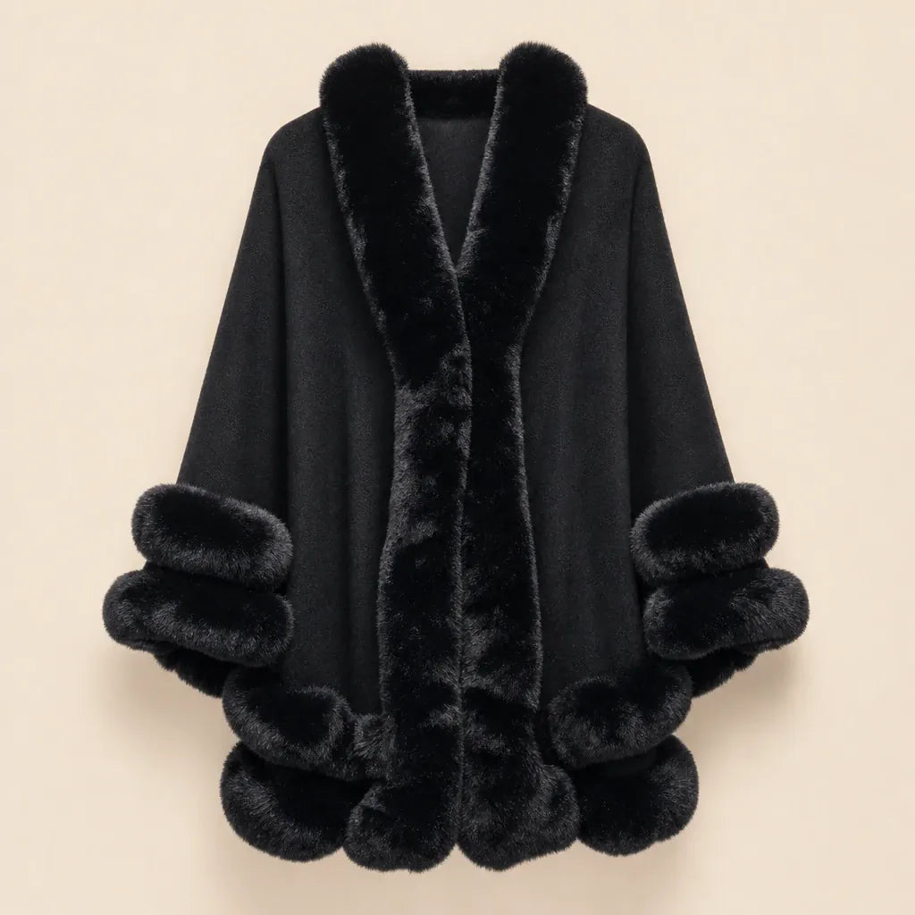 Ton poncho Poncho Tricoté En Fausse Fourrure