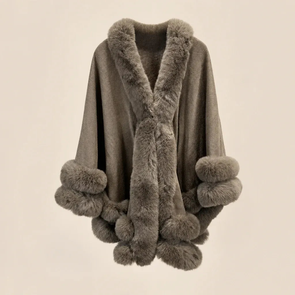 Ton poncho Poncho Tricoté En Fausse Fourrure