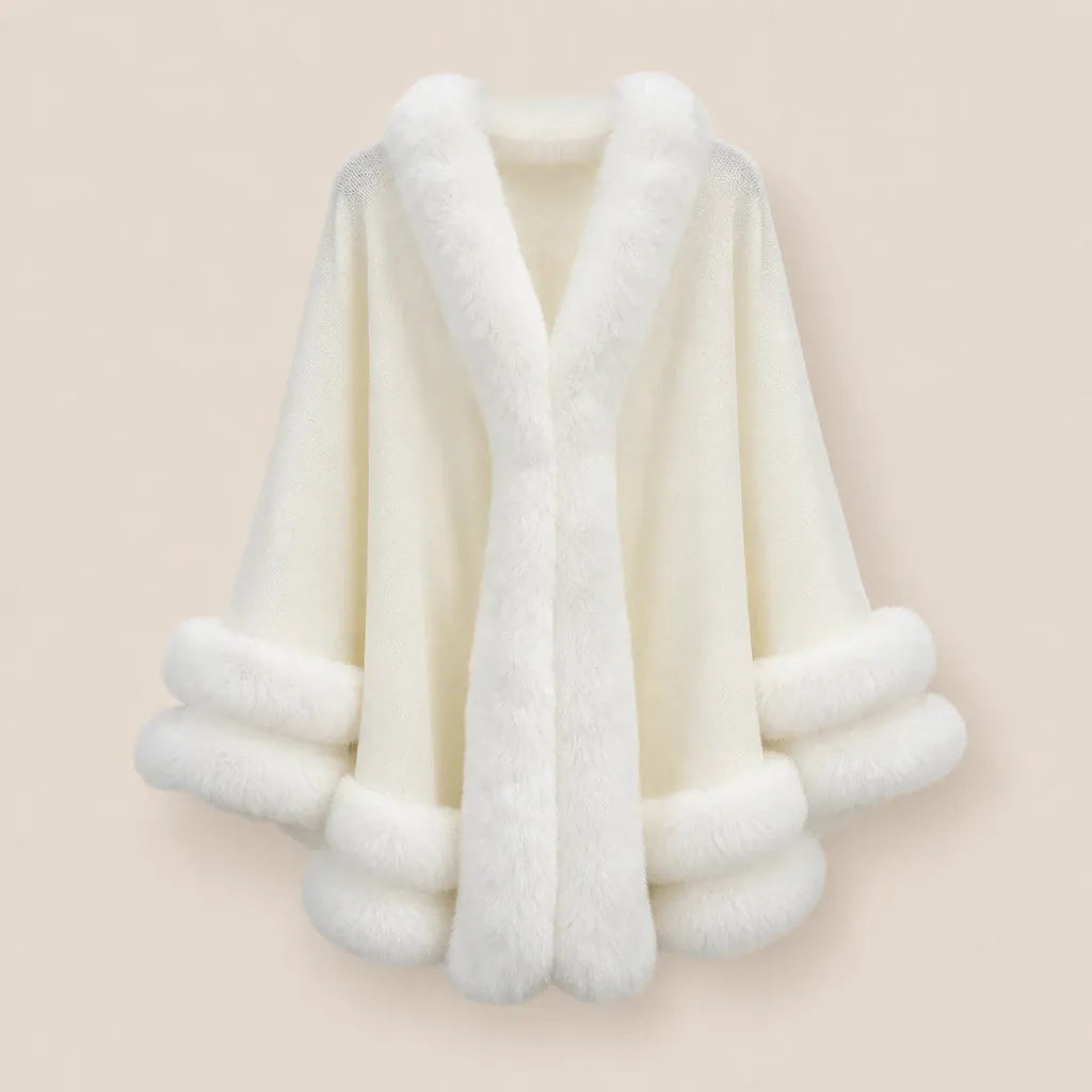 Ton poncho Poncho Tricoté En Fausse Fourrure