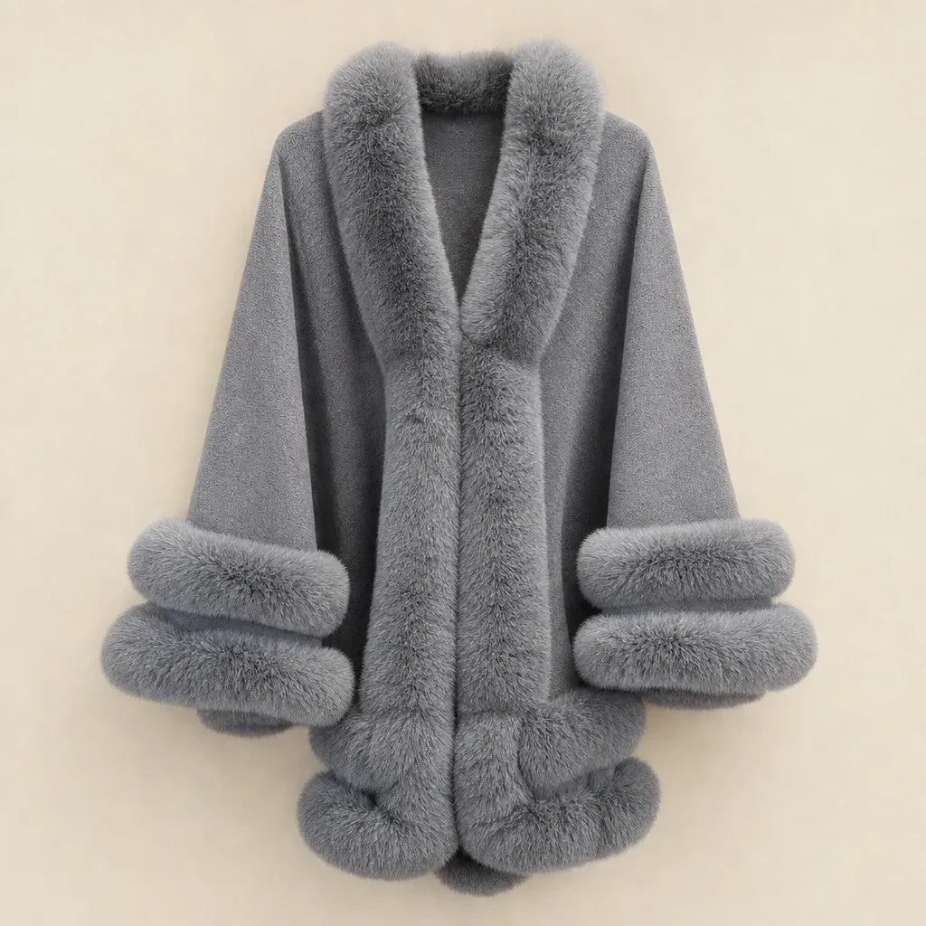 Ton poncho Poncho Tricoté En Fausse Fourrure