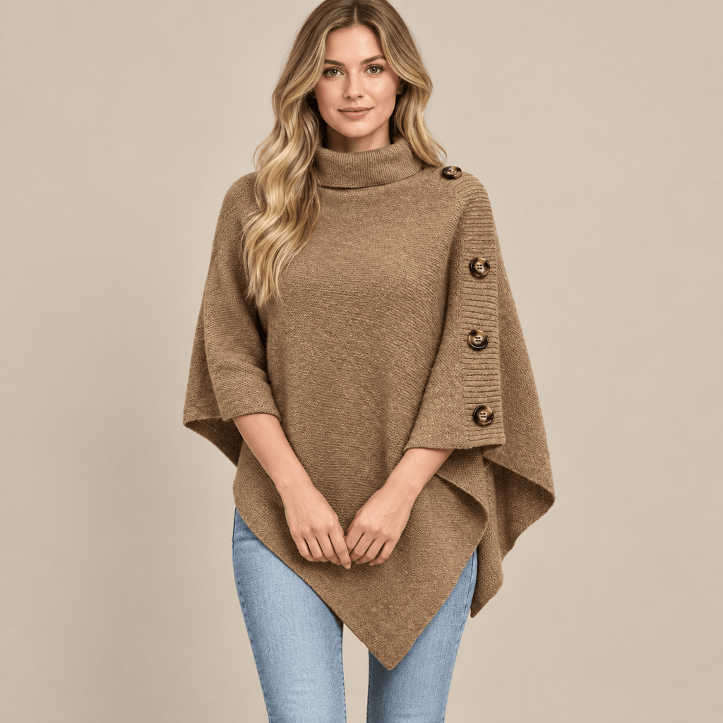 Ton poncho Pull Poncho Col Roulé Asymétrique