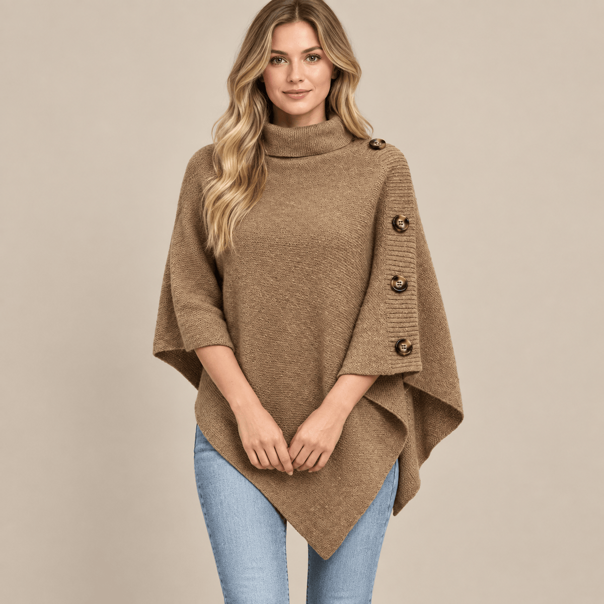 Ton poncho Pull Poncho Col Roulé Asymétrique
