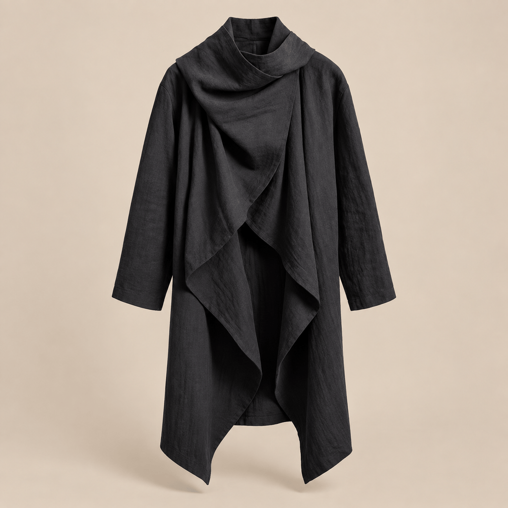 Ton poncho Trench homme bleu foncé ample et irrégulier à col écharpe