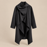 Ton poncho Trench homme bleu foncé ample et irrégulier à col écharpe