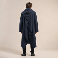 Ton poncho Trench homme bleu foncé ample et irrégulier à col écharpe