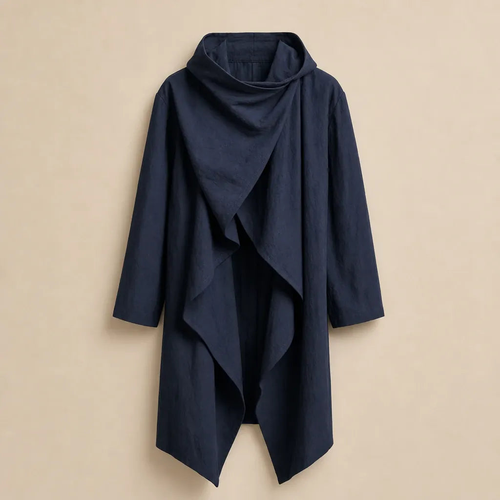 Ton poncho Trench homme bleu foncé ample et irrégulier à col écharpe